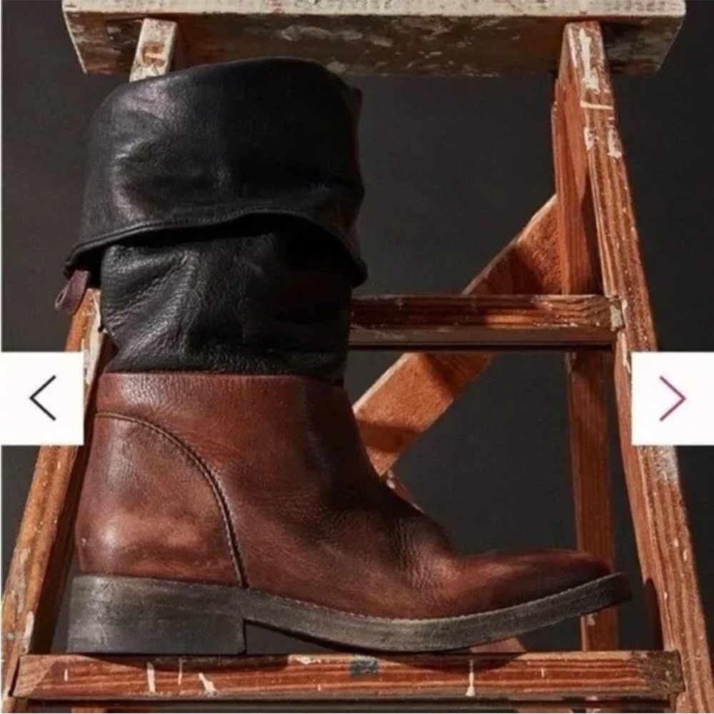 We The Free Townes Fold Down Boots Black and Brown Leather Sz 6.5